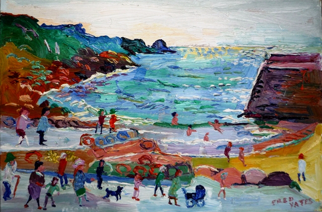 fred yates painting oil on board lamorna cove
