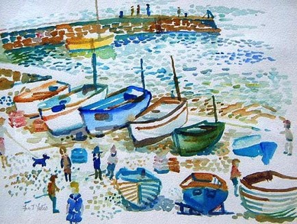 Sennen Harbour watercolour