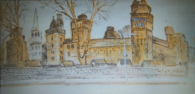 fred yates cardiff castle oil painting
